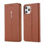 For iPhone 12 mini GEBEI PU+TPU Horizontal Flip Protective Case with Holder & Card Slots (Brown)