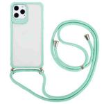 For iPhone 12 mini Macaron Color Phone Case with Lanyard (Green)