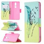 For Nokia 2.4 Colored Drawing Pattern Horizontal Flip Leather Case with Holder & Card Slots & Wallet(Feather Birds)