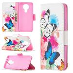 For Nokia 3.4 Colored Drawing Pattern Horizontal Flip Leather Case with Holder & Card Slots & Wallet(Two Butterflies)