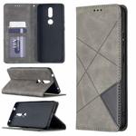For Nokia 2.4 Rhombus Texture Horizontal Flip Magnetic Leather Case with Holder & Card Slots(Grey)