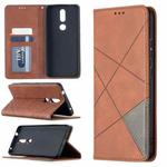 For Nokia 2.4 Rhombus Texture Horizontal Flip Magnetic Leather Case with Holder & Card Slots(Brown)