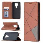 For Nokia 3.4 Rhombus Texture Horizontal Flip Magnetic Leather Case with Holder & Card Slots(Brown)