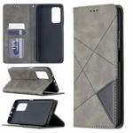 For Xiaomi Mi 10T / 10 Pro 5G Rhombus Texture Horizontal Flip Magnetic Leather Case with Holder & Card Slots(Grey)