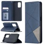 For Xiaomi Mi 10T / 10 Pro 5G Rhombus Texture Horizontal Flip Magnetic Leather Case with Holder & Card Slots(Blue)