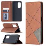 For Xiaomi Mi 10T / 10 Pro 5G Rhombus Texture Horizontal Flip Magnetic Leather Case with Holder & Card Slots(Brown)
