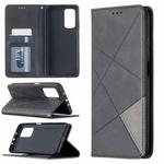 For Xiaomi Mi 10T / 10 Pro 5G Rhombus Texture Horizontal Flip Magnetic Leather Case with Holder & Card Slots(Black)