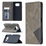 For Xiaomi Mi Poco X3 Rhombus Texture Horizontal Flip Magnetic Leather Case with Holder & Card Slots(Grey)