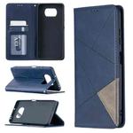 For Xiaomi Mi Poco X3 Rhombus Texture Horizontal Flip Magnetic Leather Case with Holder & Card Slots(Blue)