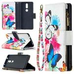 For Nokia 2.4 Colored Drawing Pattern Zipper Horizontal Flip Leather Case with Holder & Card Slots & Wallet(Two Butterflies)