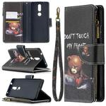 For Nokia 2.4 Colored Drawing Pattern Zipper Horizontal Flip Leather Case with Holder & Card Slots & Wallet(Bear)