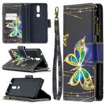 For Nokia 2.4 Colored Drawing Pattern Zipper Horizontal Flip Leather Case with Holder & Card Slots & Wallet(Big Butterfly)