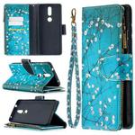 For Nokia 2.4 Colored Drawing Pattern Zipper Horizontal Flip Leather Case with Holder & Card Slots & Wallet(Plum Blossom)