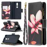 For Nokia 2.4 Colored Drawing Pattern Zipper Horizontal Flip Leather Case with Holder & Card Slots & Wallet(Lotus)