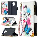 For Nokia 3.4 Colored Drawing Pattern Zipper Horizontal Flip Leather Case with Holder & Card Slots & Wallet(Two Butterflies)
