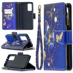 For Xiaomi Mi 10T / 10 Pro 5G Colored Drawing Pattern Zipper Horizontal Flip Leather Case with Holder & Card Slots & Wallet(Purple Butterfly)