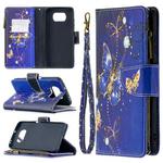 For Xiaomi Mi Poco X3 Colored Drawing Pattern Zipper Horizontal Flip Leather Case with Holder & Card Slots & Wallet(Purple Butterfly)