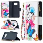For Xiaomi Mi Poco X3 Colored Drawing Pattern Zipper Horizontal Flip Leather Case with Holder & Card Slots & Wallet(Two Butterflies)