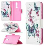 For Nokia 2.4 Colored Drawing Pattern Horizontal Flip Leather Case with Holder & Card Slots & Wallet(Peach Blossom and Butterfly)