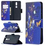 For Nokia 2.4 Colored Drawing Pattern Horizontal Flip Leather Case with Holder & Card Slots & Wallet(Purple Butterfly)