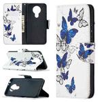 For Nokia 3.4 Colored Drawing Pattern Horizontal Flip Leather Case with Holder & Card Slots & Wallet(Blue Butterfly)