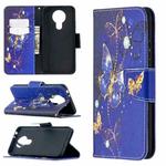 For Nokia 3.4 Colored Drawing Pattern Horizontal Flip Leather Case with Holder & Card Slots & Wallet(Purple Butterfly)