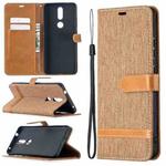 For Nokia 2.4 Color Matching Denim Texture Leather Case with Holder & Card Slots & Wallet & Lanyard(Brown)