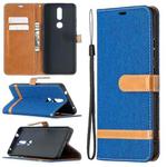 For Nokia 2.4 Color Matching Denim Texture Leather Case with Holder & Card Slots & Wallet & Lanyard(Royal Blue)