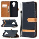 For Nokia 3.4 Color Matching Denim Texture Leather Case with Holder & Card Slots & Wallet & Lanyard(Black)