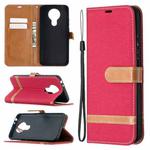 For Nokia 3.4 Color Matching Denim Texture Leather Case with Holder & Card Slots & Wallet & Lanyard(Red)