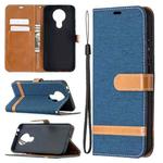 For Nokia 3.4 Color Matching Denim Texture Leather Case with Holder & Card Slots & Wallet & Lanyard(Dark Blue)