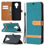 For Nokia 3.4 Color Matching Denim Texture Leather Case with Holder & Card Slots & Wallet & Lanyard(Green)