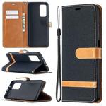 For Xiaomi Mi 10T / 10 Pro 5G Color Matching Denim Texture Leather Case with Holder & Card Slots & Wallet & Lanyard(Black)