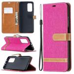 For Xiaomi Mi 10T / 10 Pro 5G Color Matching Denim Texture Leather Case with Holder & Card Slots & Wallet & Lanyard(Rose Red)