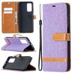 For Xiaomi Mi 10T / 10 Pro 5G Color Matching Denim Texture Leather Case with Holder & Card Slots & Wallet & Lanyard(Purple)