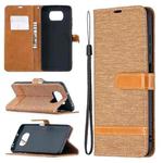 For Xiaomi Mi Poco X3 Color Matching Denim Texture Leather Case with Holder & Card Slots & Wallet & Lanyard(Brown)