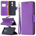For Nokia 2.4 Litchi Texture Pure Color Horizontal Flip Leather Case with Holder & Card Slots & Wallet & Lanyard(Purple)