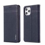 For iPhone 12 / 12 Pro GEBEI Top-grain Leather Horizontal Flip Protective Case with Holder & Card Slots(Blue)