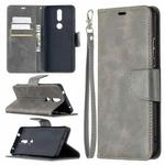 For Nokia 2.4 Retro Lambskin Texture Pure Color Horizontal Flip PU Leather Case with Holder & Card Slots & Wallet & Lanyard(Grey)