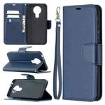 For Nokia 3.4 Retro Lambskin Texture Pure Color Horizontal Flip PU Leather Case with Holder & Card Slots & Wallet & Lanyard(Blue)