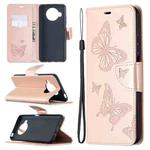 For Xiaomi Mi 10T Lite 5G Two Butterflies Embossing Pattern Horizontal Flip Leather Case with Holder & Card Slot & Wallet & Lanyard(Rose Gold)