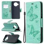 For Xiaomi Mi 10T Lite 5G Two Butterflies Embossing Pattern Horizontal Flip Leather Case with Holder & Card Slot & Wallet & Lanyard(Green)