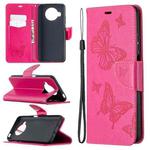 For Xiaomi Mi 10T Lite 5G Two Butterflies Embossing Pattern Horizontal Flip Leather Case with Holder & Card Slot & Wallet & Lanyard(Rose Red)