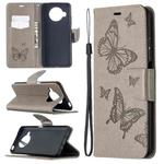 For Xiaomi Mi 10T Lite 5G Two Butterflies Embossing Pattern Horizontal Flip Leather Case with Holder & Card Slot & Wallet & Lanyard(Grey)