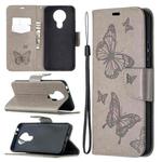 For Nokia 3.4 Two Butterflies Embossing Pattern Horizontal Flip Leather Case with Holder & Card Slot & Wallet & Lanyard(Grey)