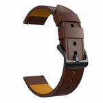 For Samsung Galaxy Watch 3 45mm Round Hole Line Leather Watch Band(Coffee Leather Line Orange Point)