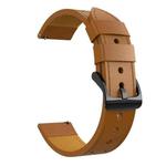 For Samsung Galaxy Watch 3 45mm Round Hole Line  Leather Watch Band(Brown Leather Line Black Point)