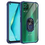 For Huawei P40 Lite Shockproof Transparent TPU + Acrylic Protective Case with Ring Holder(Blue)