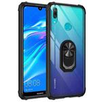For Huawei Y7 Prime (2019) Shockproof Transparent TPU + Acrylic Protective Case with Ring Holder(Black)