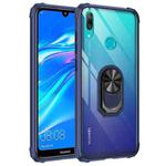 For Huawei Y7 Prime (2019) Shockproof Transparent TPU + Acrylic Protective Case with Ring Holder(Blue)
